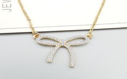 Simple Bow With Diamonds Necklace Bow Clavicle Chain01239135125