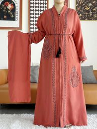 Ethnic Clothing 2024 Summer Women Elegant Dresses Dubai Party Outfits Long Sleeve Chiffon Dashiki Muslim Robe Open African Abaya