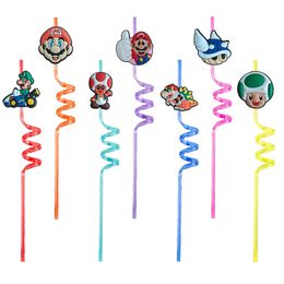 Disposable Plastic Sts Super Mary 57 Themed Crazy Cartoon For Kids Birthday Drinking Party Supplies Favours Decorations Pool Reusable S Otlcx