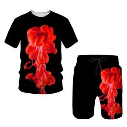 Men's Tracksuits Summer Fashion Mens T-Shirts Suits Personted Lightning 3D Printed Men Short Slve Sport Casual Shorts Set Men Clothing T240507
