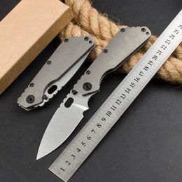 High quality! tactical folding knife 59HRC D2 Blade Titanium alloy handle fast open outdoor utility camping survival knife bearing knives EDC tool