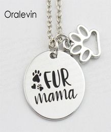 FUR MAMA Inspirational Hand Stamped Engraved Accessories custom Charms Custom Pendant Necklace for Women Gift Diy Jewellery 10Pcs Lo5514754