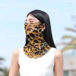Scarves Summer Face Cover Masks For Women Sun Protection Silk Scarf Outdoor Riding Neck Flower Pattern Hanging Ear Veil