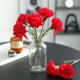 Decorative Flowers Single Branch Carnation Bouquet Artificial Flower Mothers' Day Gift Home Wedding Party Decor Silk Flore Pography Props