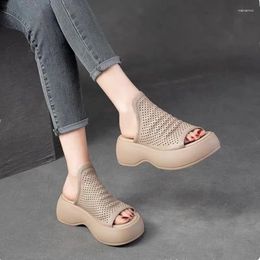 Slippers Fashion Hollow Fish Mouth Women's Shoes 2024 Summer Breathable Thick Sole Large