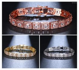 Link Bracelets 2023 Luxury Square Bracelet For Woman Fashion Charm Crystal Zircon Ladies Chains Bangle Wedding Jewelry Gift Female8134652