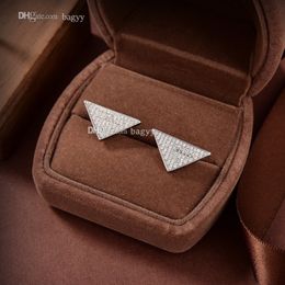 Fashion Designer Jewelry Stud Earring Triangle Earing Love Diamond Women Heart Earrings Gold Silver Party Wedding Prads Couple Gift Lux 292E