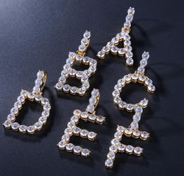 Iced Out Letter Pendant Necklace Hip Hop Mens Custom Name Necklace Fashion Womens Gold Silver Initial Letter Necklace1437415