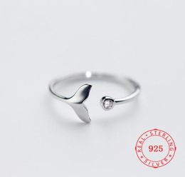 Genuine 925 Sterling Silver Adjustable Fish Tail Mermaid Love Ring for Girlfriend Wife Women Good Quality Minimalist Jewelry Finge3306543