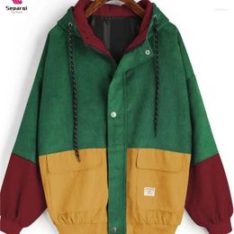 Men's Jackets SEPAQI Color Block Patchwork Corduroy Hooded Men Hip Hop Zipper Up Hoodies Coats Male Casual Streetwear Outerwear