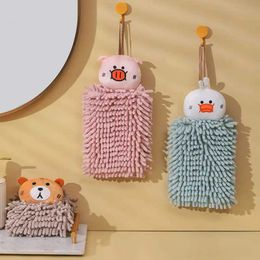 Towels Robes Wall-Mounted Wipe Hand Towel Cute Cartoon Animals Super Absorbent Fast Drying Chenille Cleaning Cloth Kitchen Bathroom Supplies