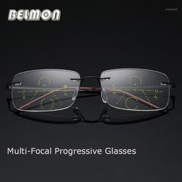 Sunglasses Belmon Multi-Focal Progressive Reading Glasses Men Women Rimless Presbyopic Male Diopter Eyeglasses 1 0 1 5 2 0 2 5 3 0 RS7 289W