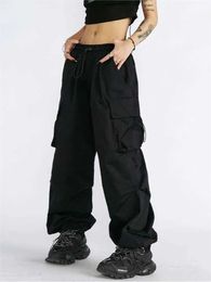 Women's Pants Capris HOUZHOU Y2k Vintage Baggy Cargo Pants Woman Harajuku Korean Fashion Oversized Sweatpants Hippie Wide Leg Trousers Kpop Spring Y240509