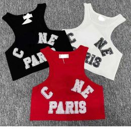 Womens Tanks Correct Letter Women 3 Colour Sleeveless Letter Pattern Sequin Oneck Crop Tops Fashion Casual Summer Vest 46665