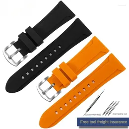 Watch Bands Universal Silicone Strap 22/24/26mm Flat Straight Mouth Waterproof Rubber Watchband
