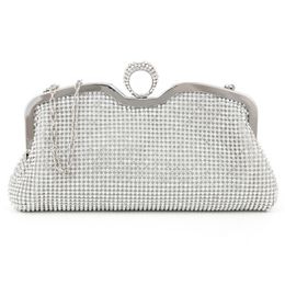New Fashion Women Clutch Bags Diamonds Finger Ring Evening Bags Crystal Wedding Bridal Handbags Purse Bags Black Gold Silver 318z