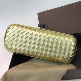 Vintage Satin Weave Leather Evening Bag Multifunctional Clutch Women's New Jewelry Box Cosmetic Bag Fashion Versatile Design Splic 192Q