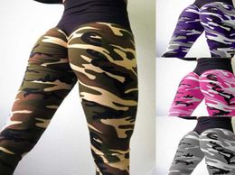 Women Camouflage Fitness Yoga Pants High Waist Scrunch Butt Tights Leggings Tummy Control Butt Lift Camouflage Purple Army Green G1254647