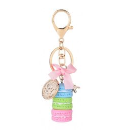 Resin Macaron Cake Key Chain Metal Effiel Tower Bag Pendant Charm key Ring Wedding Supplies Keychain Favors8726917