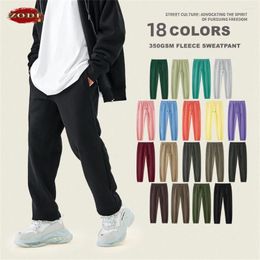 Men's Pants ZODF Winter 350gsm Fleece Sweatpants For Men Unisex Casual Loose Basic Warm Solid Joggers Sport 18 Colours HY0727