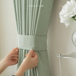 Curtain (Customized 13) Puff Snow Velvet Matcha Green Small Fresh Cream Grey Blackout Curtains For Living Room And Bedroom