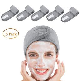 Towel 5 PCs Spa Facial Headband Make Up Wrap Head Terry Cloth Stretch With 303D