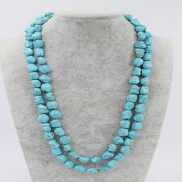 Chains Howlite Turquoise Green Baroque 11-14mm Necklace 50inch Wholesale Beads Nature FPPJ Woman 2022Chains 278Q