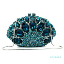 Designer- Crystal Party Purse Women Wedding Clutches Rhinestone Handbag Hollow Out Peacock Clutch bag Evening Bag 216E