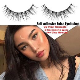 096O False Eyelashes 1 pair of self-adhesive fake eyelashes for 3 seconds to wear without glue extended curled and thick Wispy eyelash makeup d240508