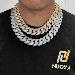 Earrings Necklace HOYON 22mm Bubble Cuban Chain AAA Zircon Mens Necklace S925 Silver 18k Gold Plated Bracelet Goregous Hip Hop Rock Party Jewelry J240508