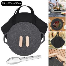 Accessories Korean Round Grill Pan Thick Cast Iron Frying Pan Flat Pancake Griddle Nonstick Maifan Stone Cooker Barbecue Tray BBQ Tool