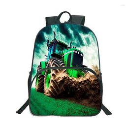 Backpack Oxford Cloth Wear Truck Tractors DIY Pattern BookBag Teen Large Capacity Waterproof Schoolbags Boy Girl Casual Mochila