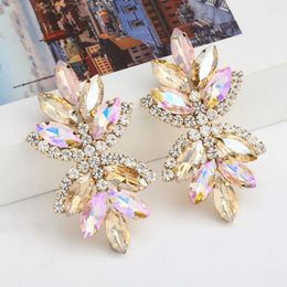 Dangle Earrings Classic Large Flower Drop For Women Elegant Charm Big Green Crystal Wedding Jewellery Accessories Wholesale