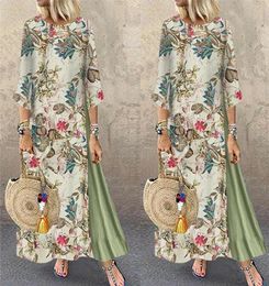 Casual Dresses Womens Maxi Beach Dress 2021 Summer Half Sleeve Boho Kaftan Tunic Gypsy Ethnic Style Floral Print Plus Size S5XL5937940