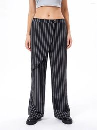 Women's Pants Women S Loose Wide Leg Irregular Striped Print Casual Trousers Fashion Streetwear