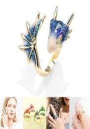 European and American fashion Band Rings enamel glaze highlights black knight dragon open adjustable ring personality trend men an6756809