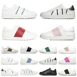 2024 Designer Platform denim Casual Shoes Rockstuds Open Sneakers Trainer White Black Rose Pink Silver Women Men Calfskin Leather Flat Jogging Trainers