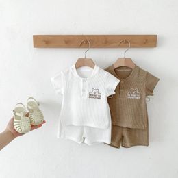 Clothing Sets 2024 Summer In Kids Baby Boys Waffle Cartoonbear Top T-shirts Shorts Infant Toddler Set 2pcs 0-3Y