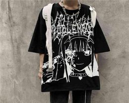 QWEEK Gothic Dark Anime Tshirt Graphic T Shirt Streetwear Manga Vintage Japanese Harajuku Gothic Goth Tee Shirt Top 2021 Kpop9308005