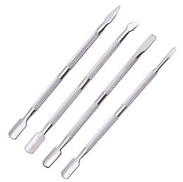 4pcsLot Stainless Steel Cuticle Remover Double Sided Finger Dead Skin Push Nail Cuticle Pusher Manicure Nail Care Tool7271647