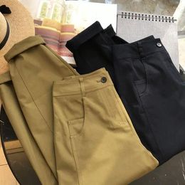 Women's Pants Spring And Autumn 2024 Fashion Green High Waist Radish Casual Straight Barrel Work For Women