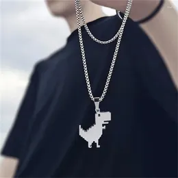 Pendant Necklaces Creative Little Dinosaur Necklace For Mwn Women Cartoon Animal Punk Party Gothic Jewellery Gift Wholesale