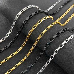 Chains Stainless Steel Long Box Chain Necklace for Women Men Gold Silver Colour Rectangular Shape Link Choker Jewellery Accessories Gift d240509