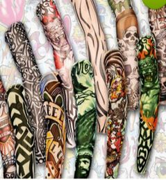 12pcs mix elastic Fake temporary tattoo sleeve 3D art designs body Arm leg stockings tatoo cool1301803