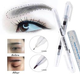 Skin Marker Eyebrow Marker Pen Tattoo Skin Pen With Measuring Ruler Microblading Positioning Tool 2448592836100