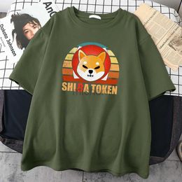 Men's T-Shirts Shiba Token Inu Dog Printed T-shirt Crewneck S-Xxxl T-shirt Regular Sleeves Mens T-shirt Summer Breathable T-shirt Mens T-shirt d240509