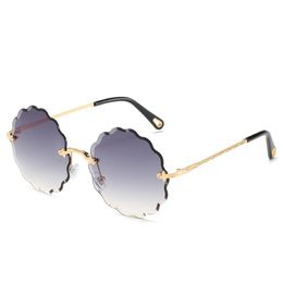 Sunglasses 2021 Rimless Women Trimmed Female Flower Color Ocean Lens Glasses UV400 296b