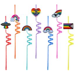 Drinking Sts Rainbow 24 Themed Crazy Cartoon Reusable Plastic For Kids Birthday Christmas Party Favors Goodie Gifts St Drop Delivery Otyki