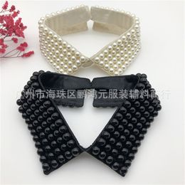 Bow Ties Women Rhinestone Handmade Beading Faux Pearls Layers Bib Lapel Fake Collar Jewellery Detachable Necklace Choker Cloth Accessorie 3396