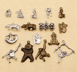 40 Pieces Silver Charm Or Pendants Jewellery Making Animal Monkey Orangutan Koala Bear Panda Sloth HJ0282150013